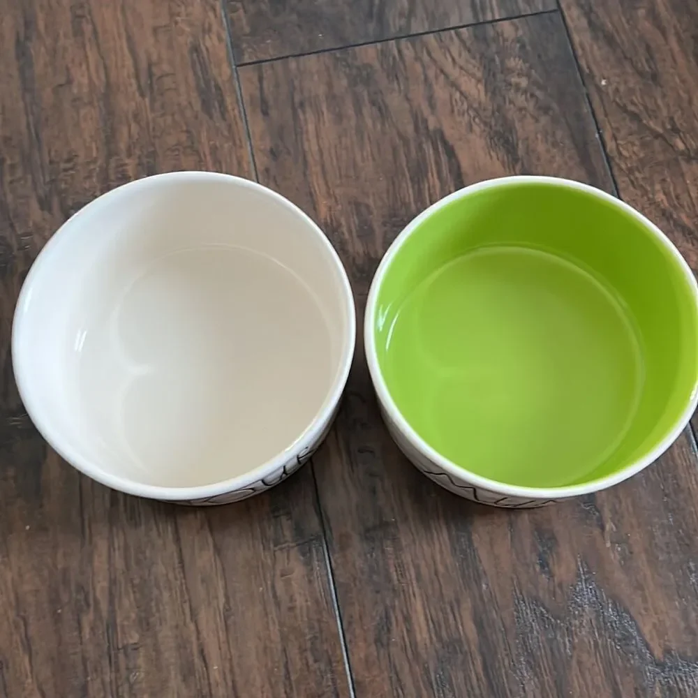 Rae Dunn Devour and Munch Pet Dish / bowl both like new never used for pet food